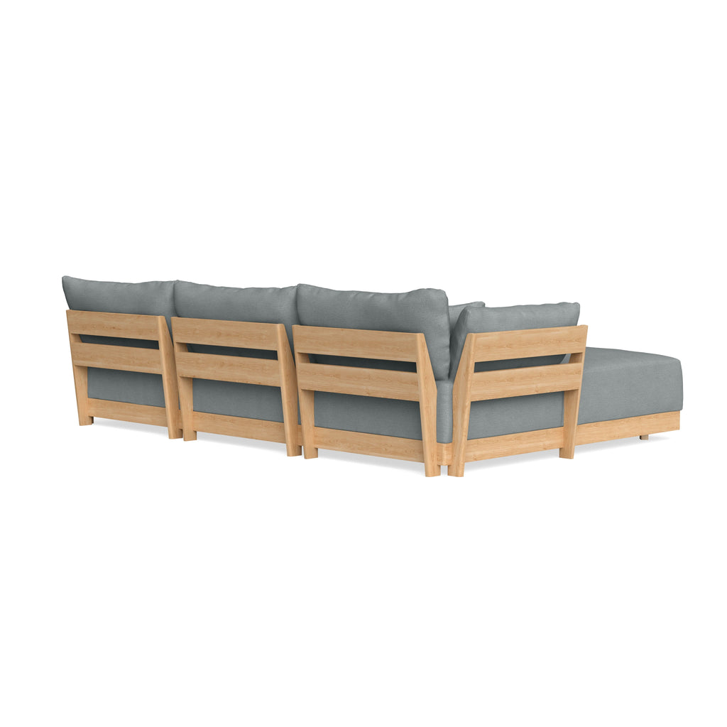 Modular Bondi Latte 3-Seater Daybed Sofa Sectional in Light Steel | Classic Blend