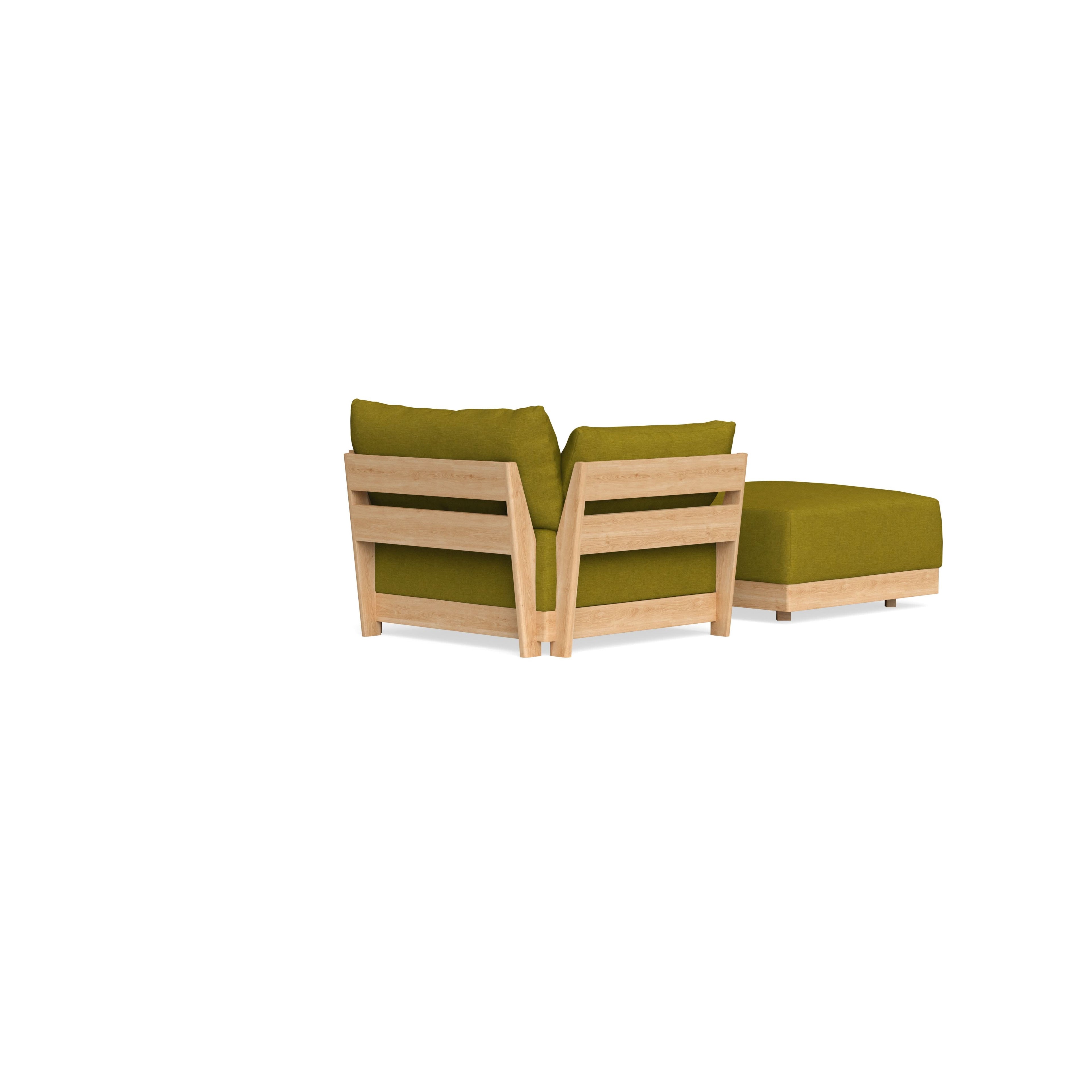 Modular Bondi Latte Armchair + Ottoman in Olive Green | Classic Blend