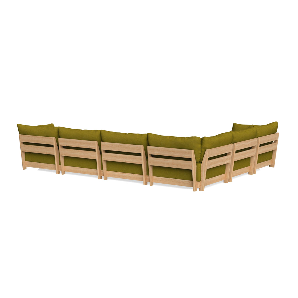 Modular Bondi Latte 6-Seater Corner Sectional + Bench Ottoman in Olive Green | Classic Blend