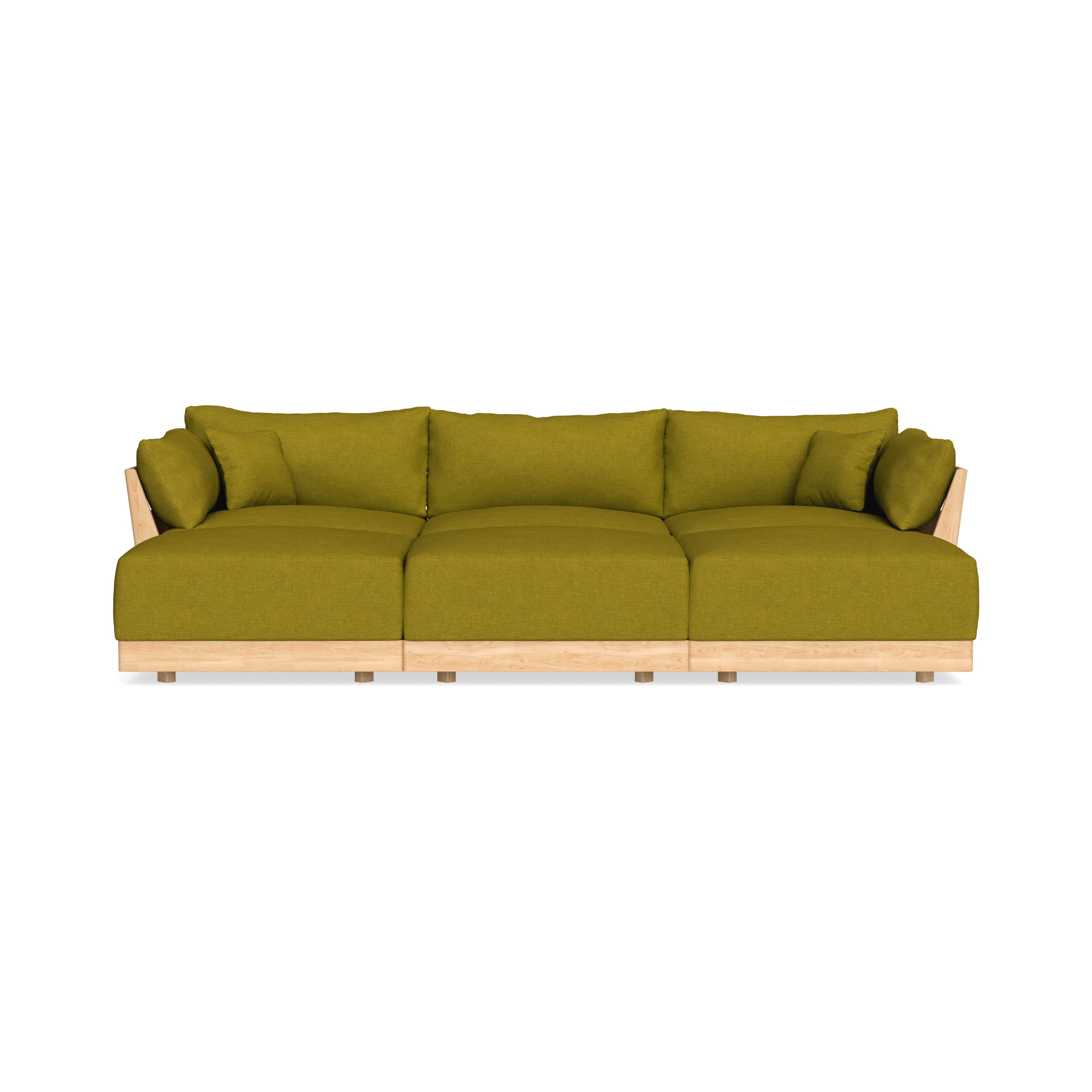 Modular Bondi Latte 3-Seater Daybed Sofa Sectional in Olive Green | Classic Blend