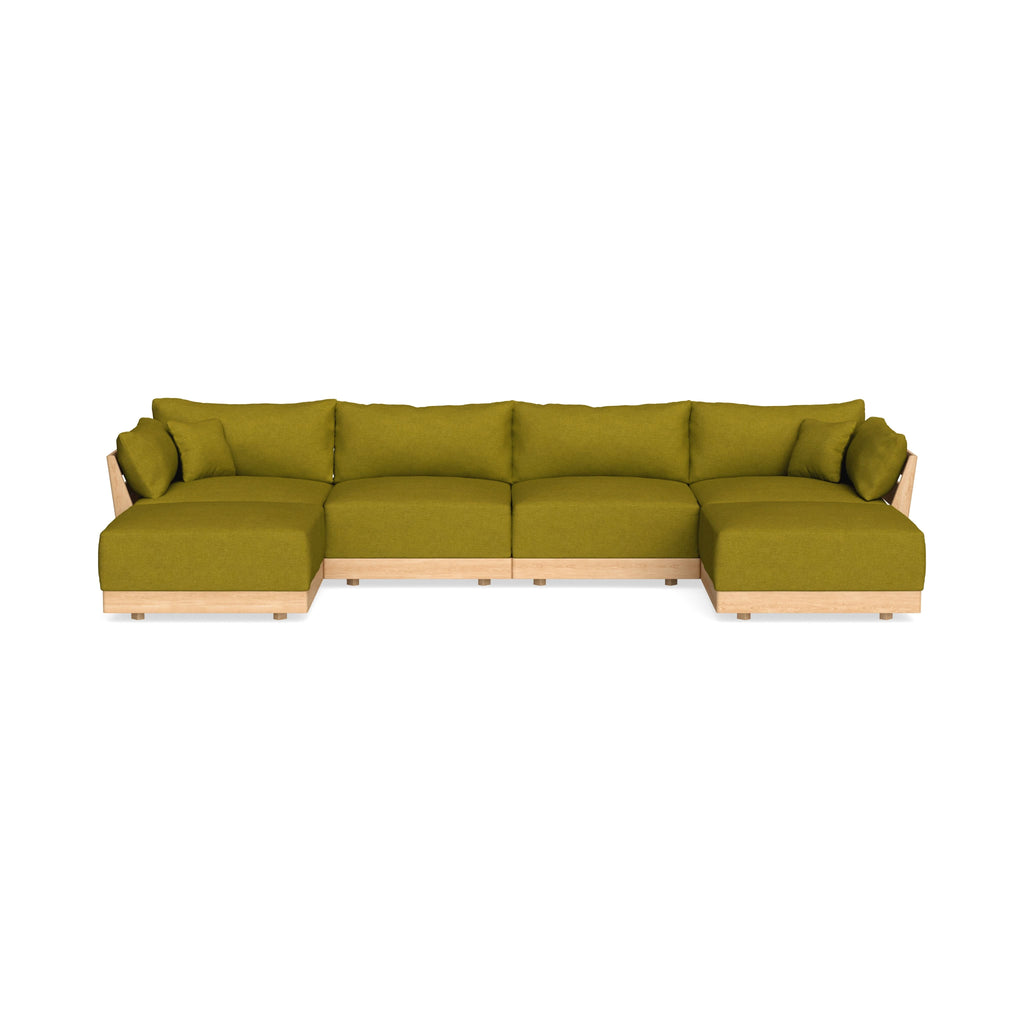 Modular Bondi Latte 4-Seater U-Sectional in Olive Green | Classic Blend