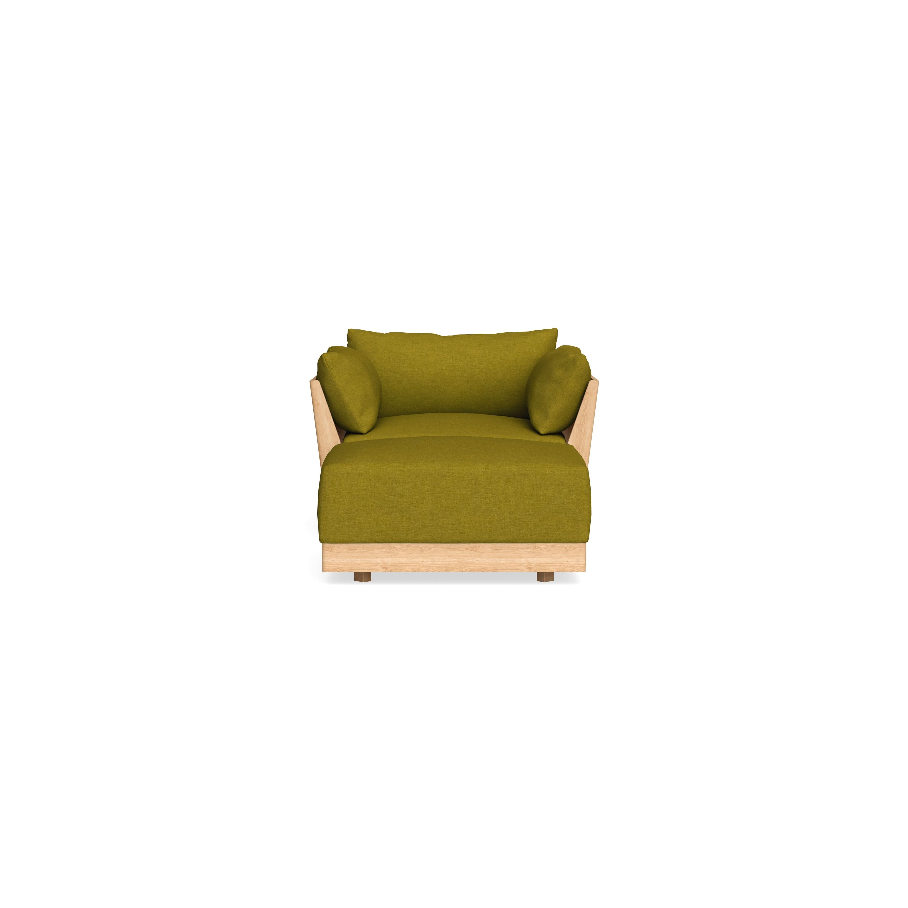 Modular Bondi Latte Armchair + Ottoman in Olive Green | Classic Blend