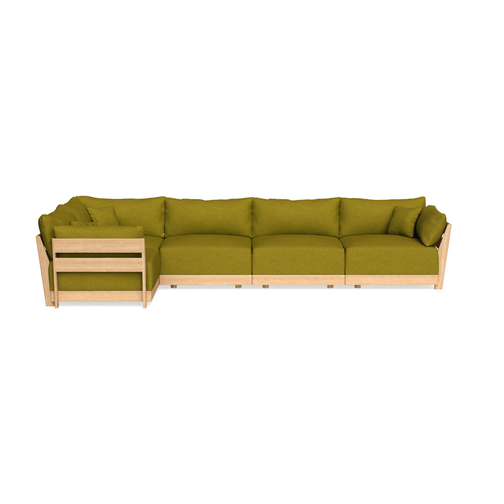 Modular Bondi Latte 5-Seater L-Sectional in Olive Green | Classic Blend