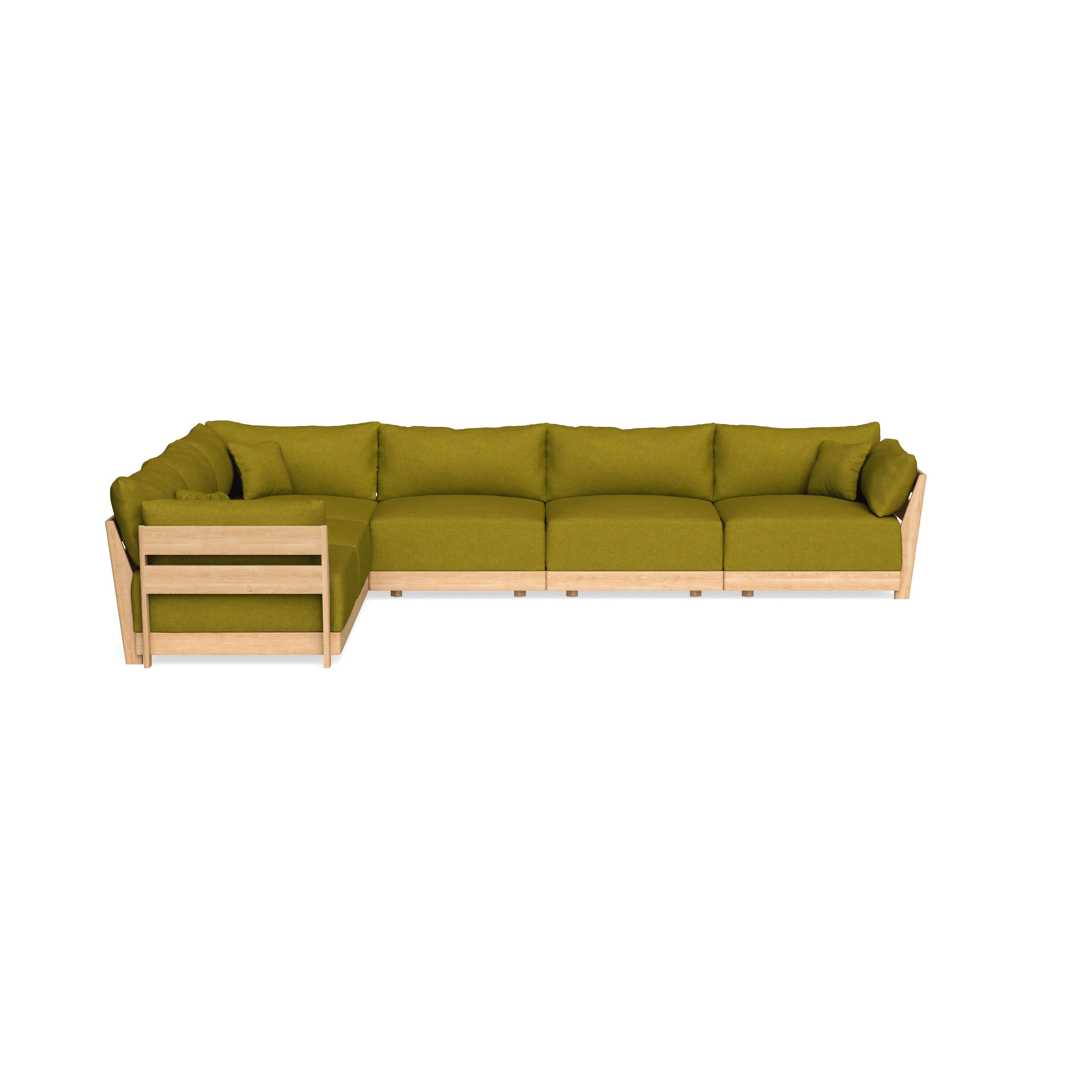 Modular Bondi Latte 6-Seater Corner Sectional in Olive Green | Classic Blend