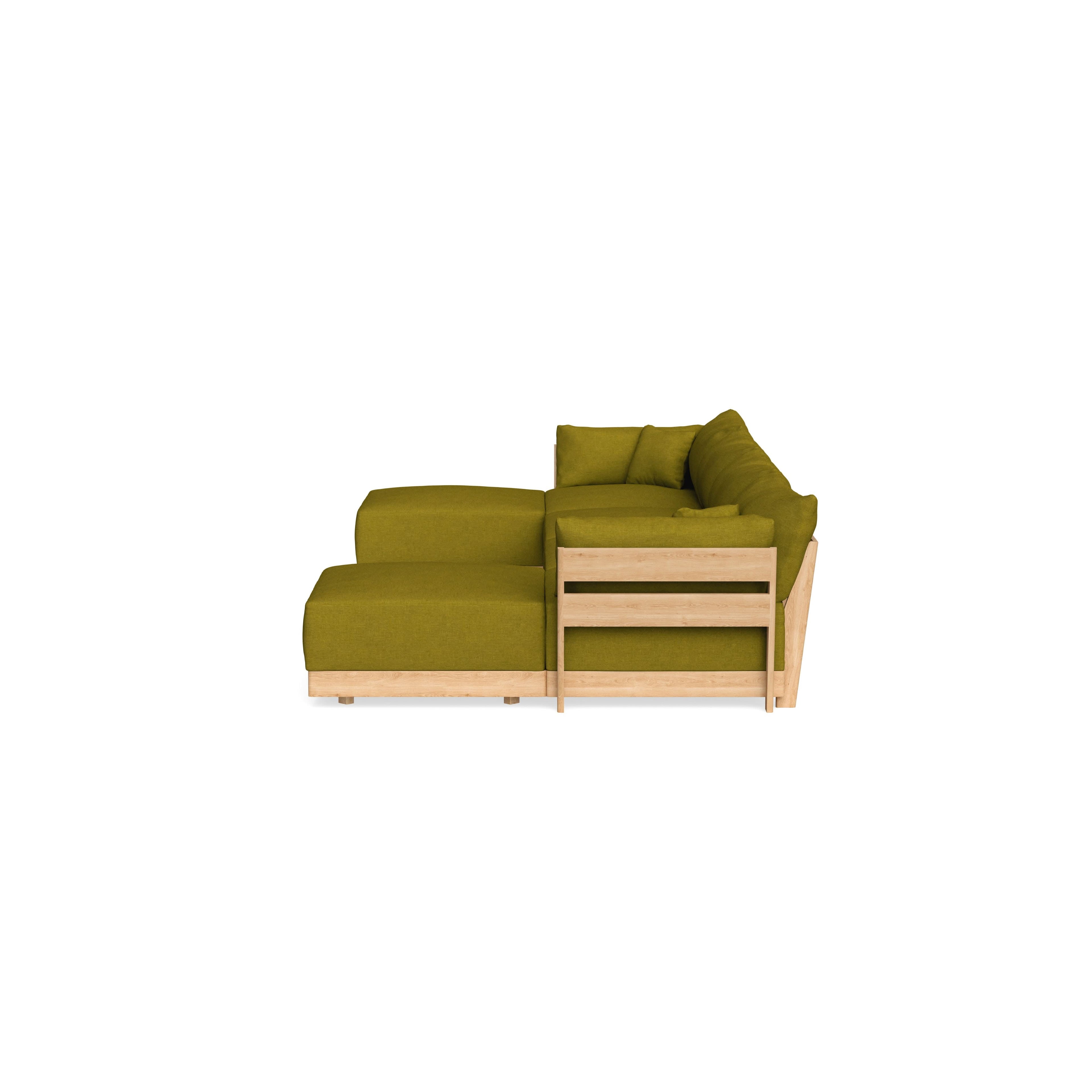 Modular Bondi Latte 4-Seater U-Sectional in Olive Green | Classic Blend