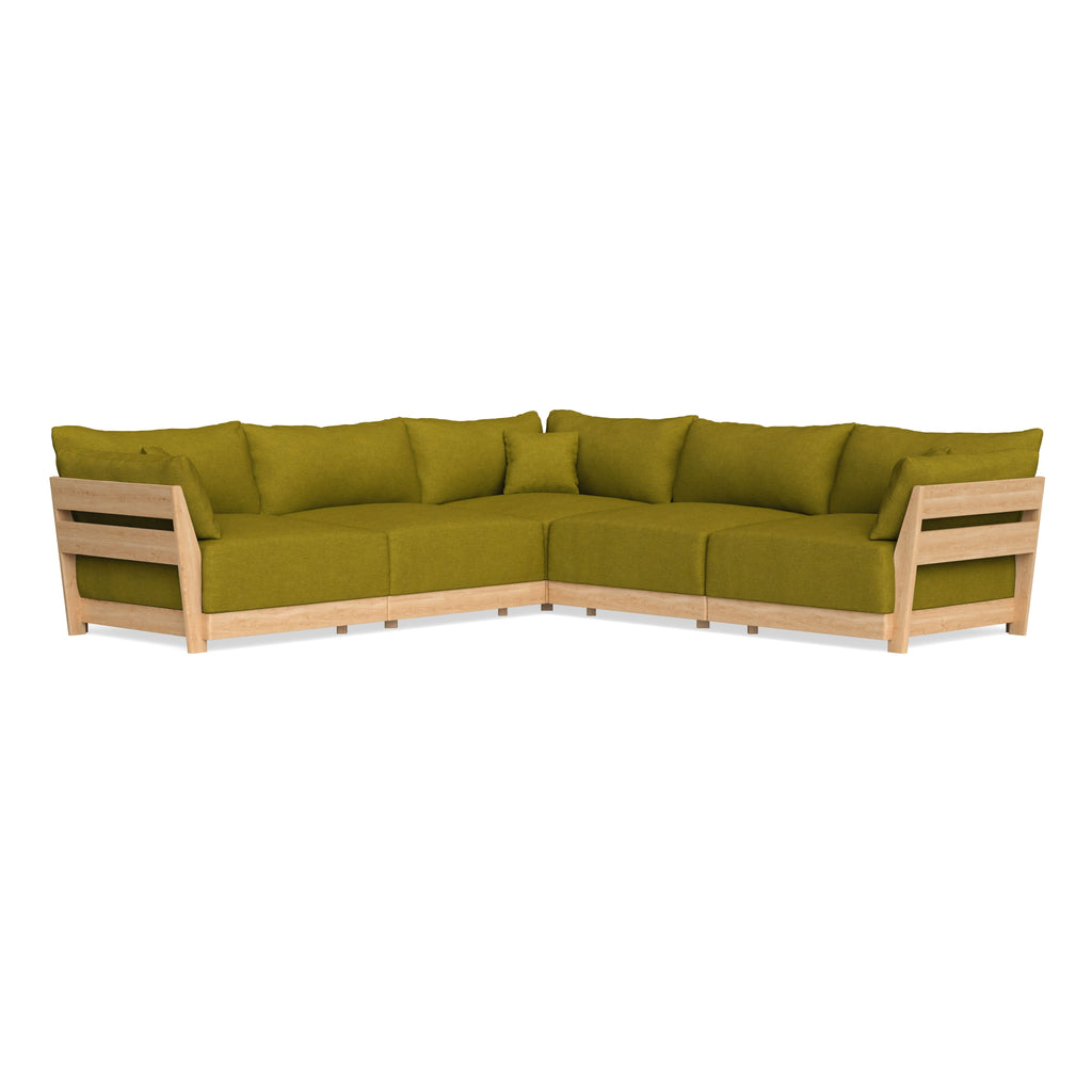 Modular Bondi Latte 5-Seater Corner Sectional in Olive Green | Classic Blend