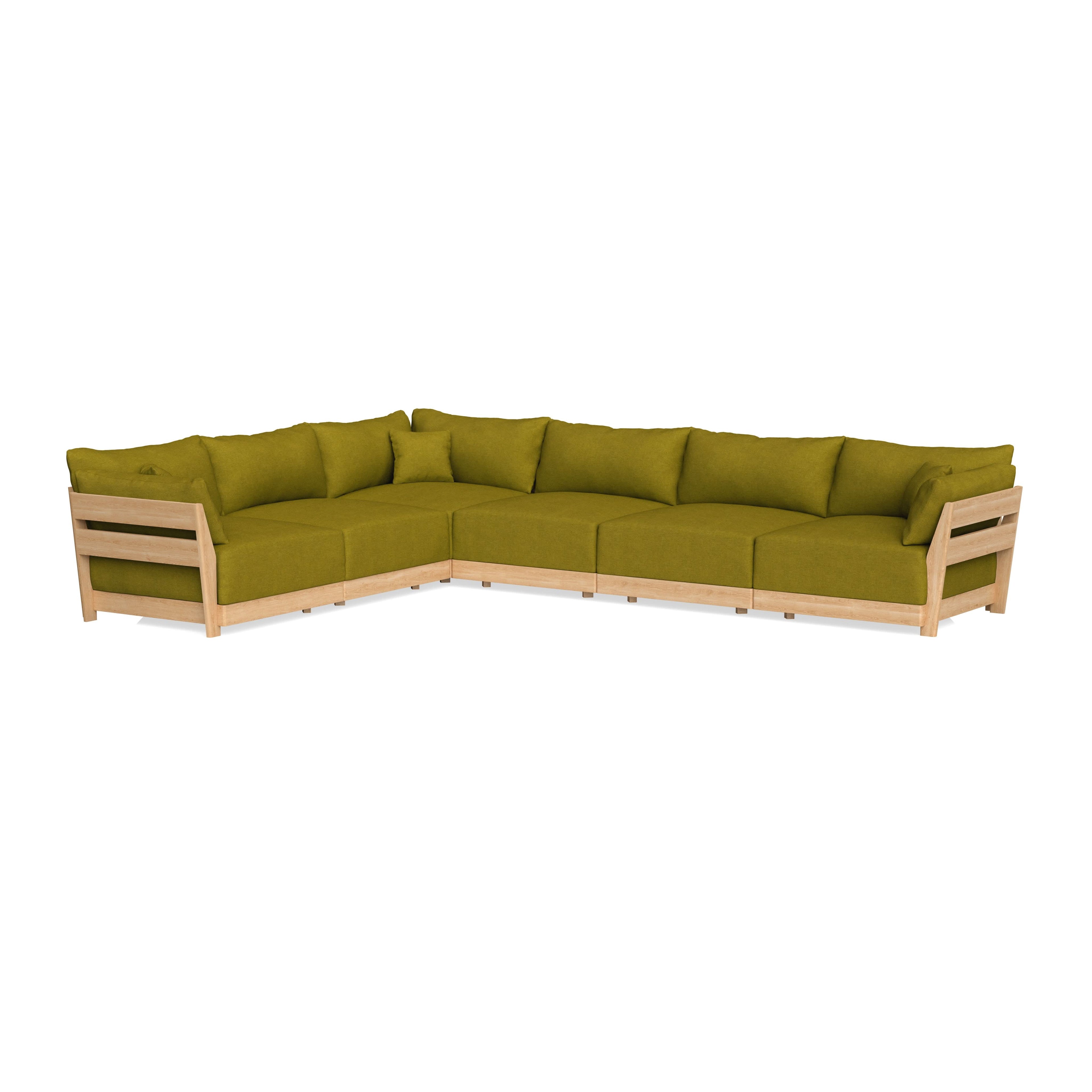 Modular Bondi Latte 6-Seater Corner Sectional in Olive Green | Classic Blend