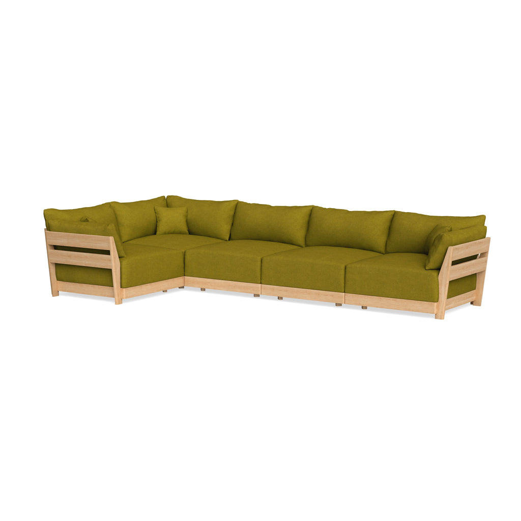 Modular Bondi Latte 5-Seater L-Sectional in Olive Green | Classic Blend
