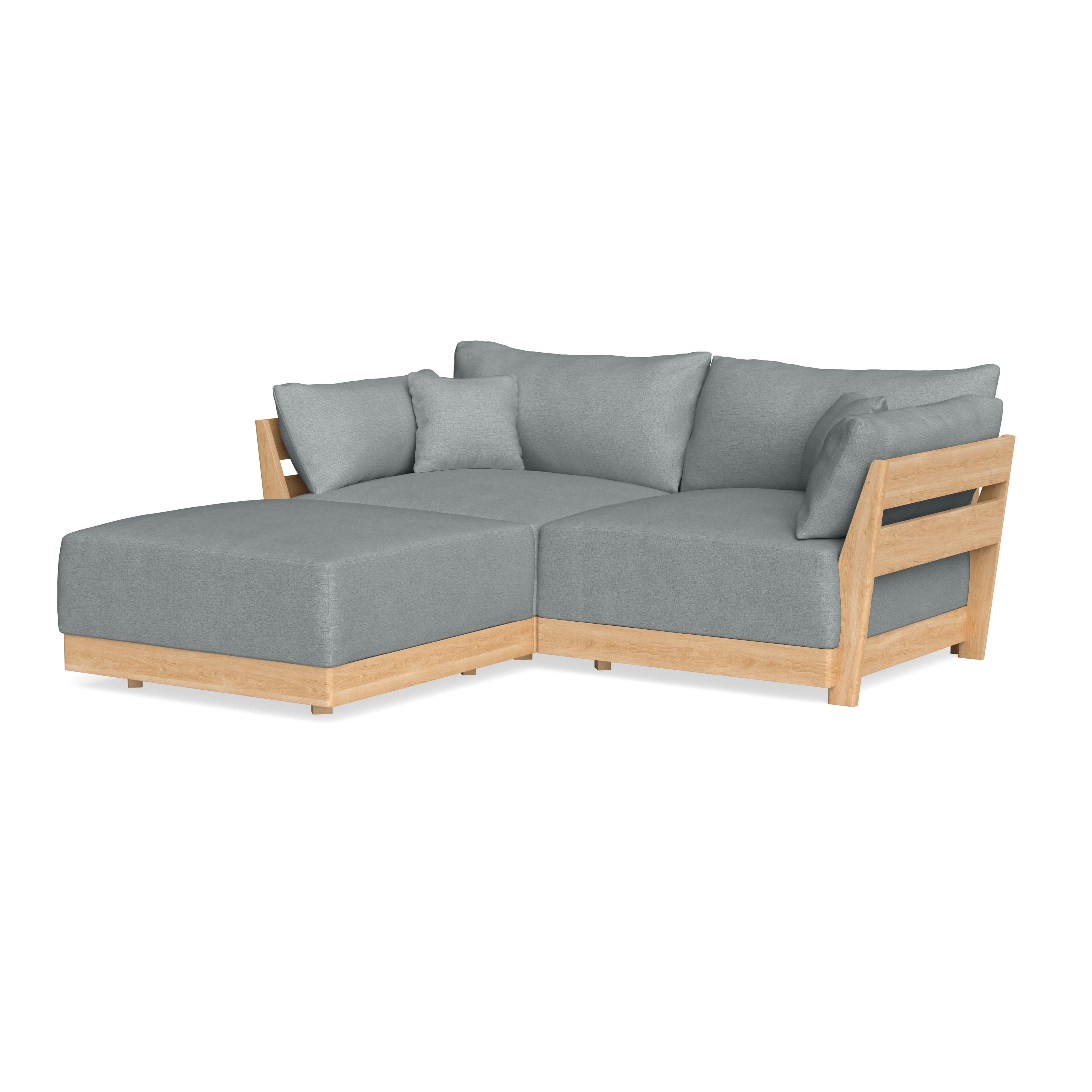 Modular Bondi Latte 2-Seater Sectional in Light Steel | Classic Blend