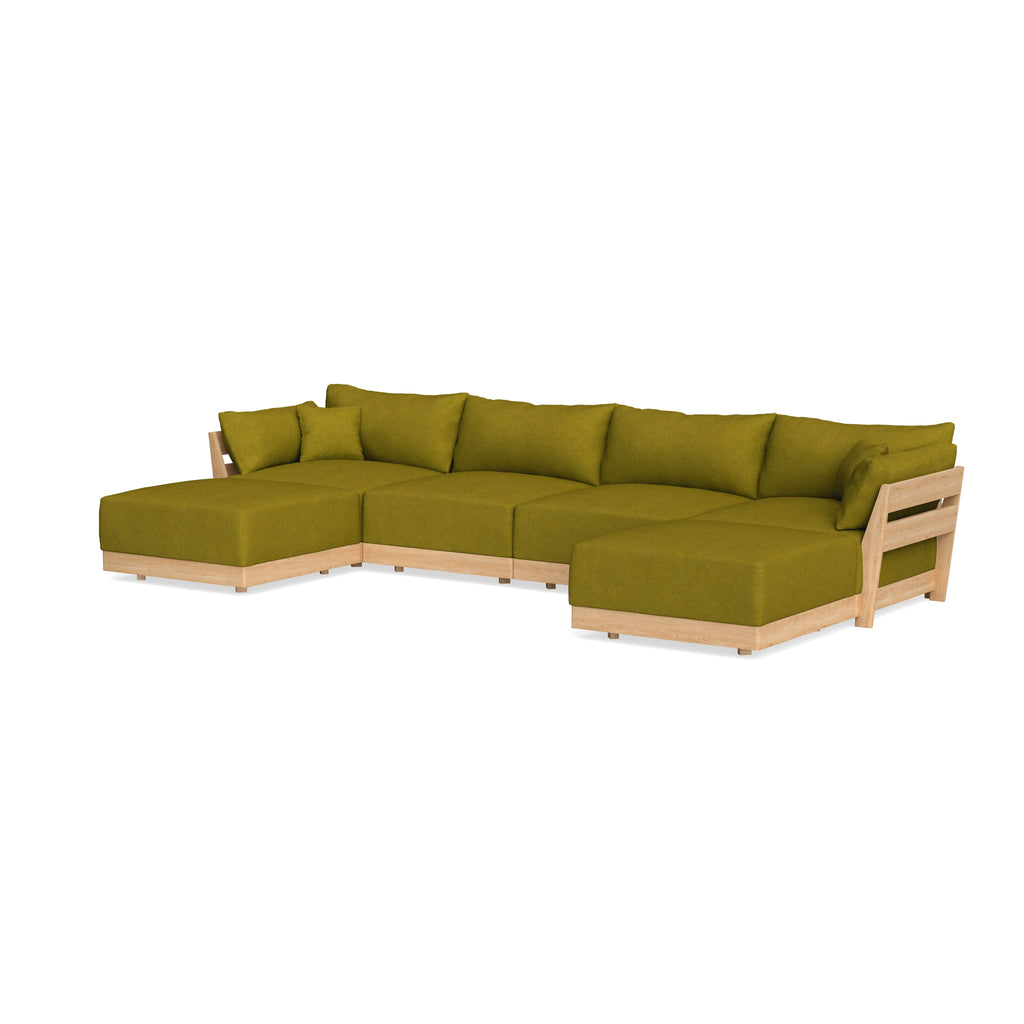 Modular Bondi Latte 4-Seater U-Sectional in Olive Green | Classic Blend