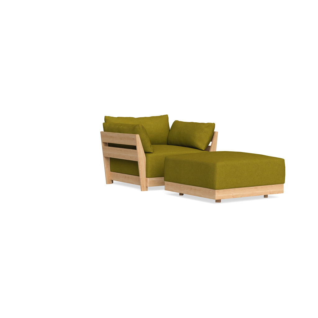 Modular Bondi Latte Armchair + Ottoman in Olive Green | Classic Blend