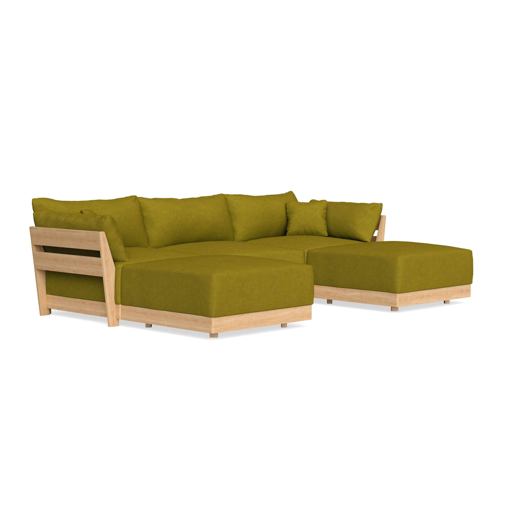 Modular Bondi Latte 3-Seater U-Sectional in Olive Green | Classic Blend