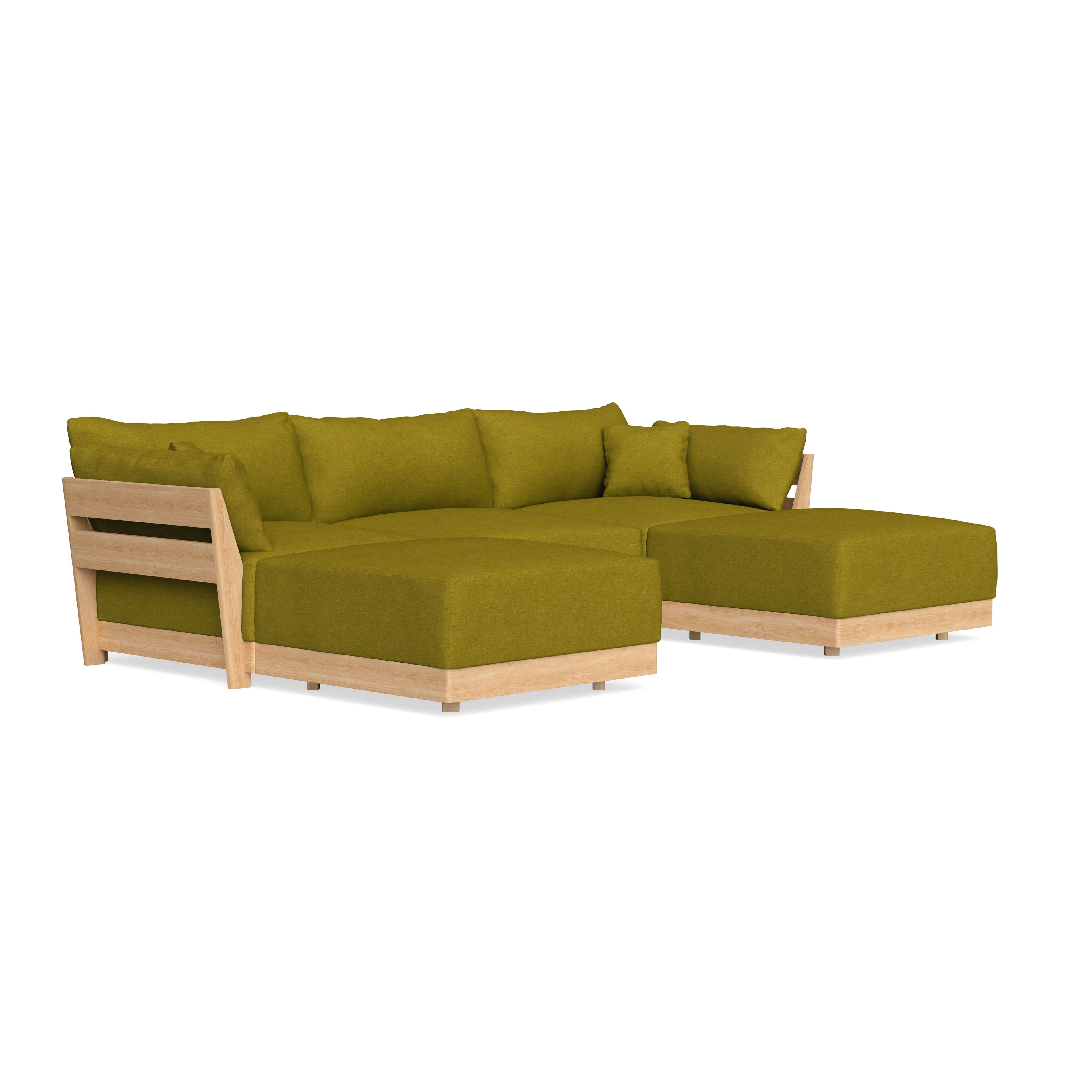 Modular Bondi Latte 3-Seater U-Sectional in Olive Green | Classic Blend