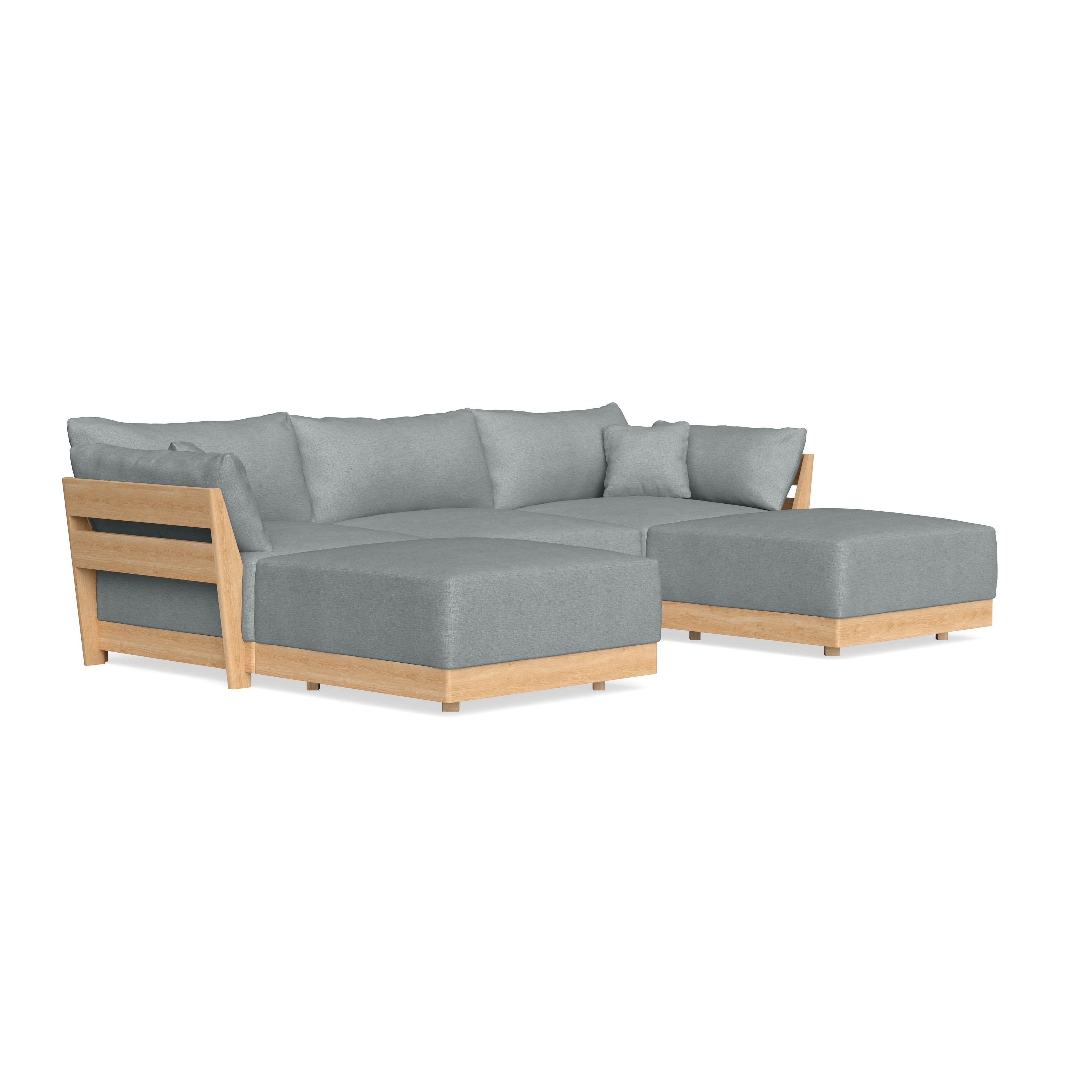 Modular Bondi Latte 3-Seater U-Sectional in Light Steel | Classic Blend