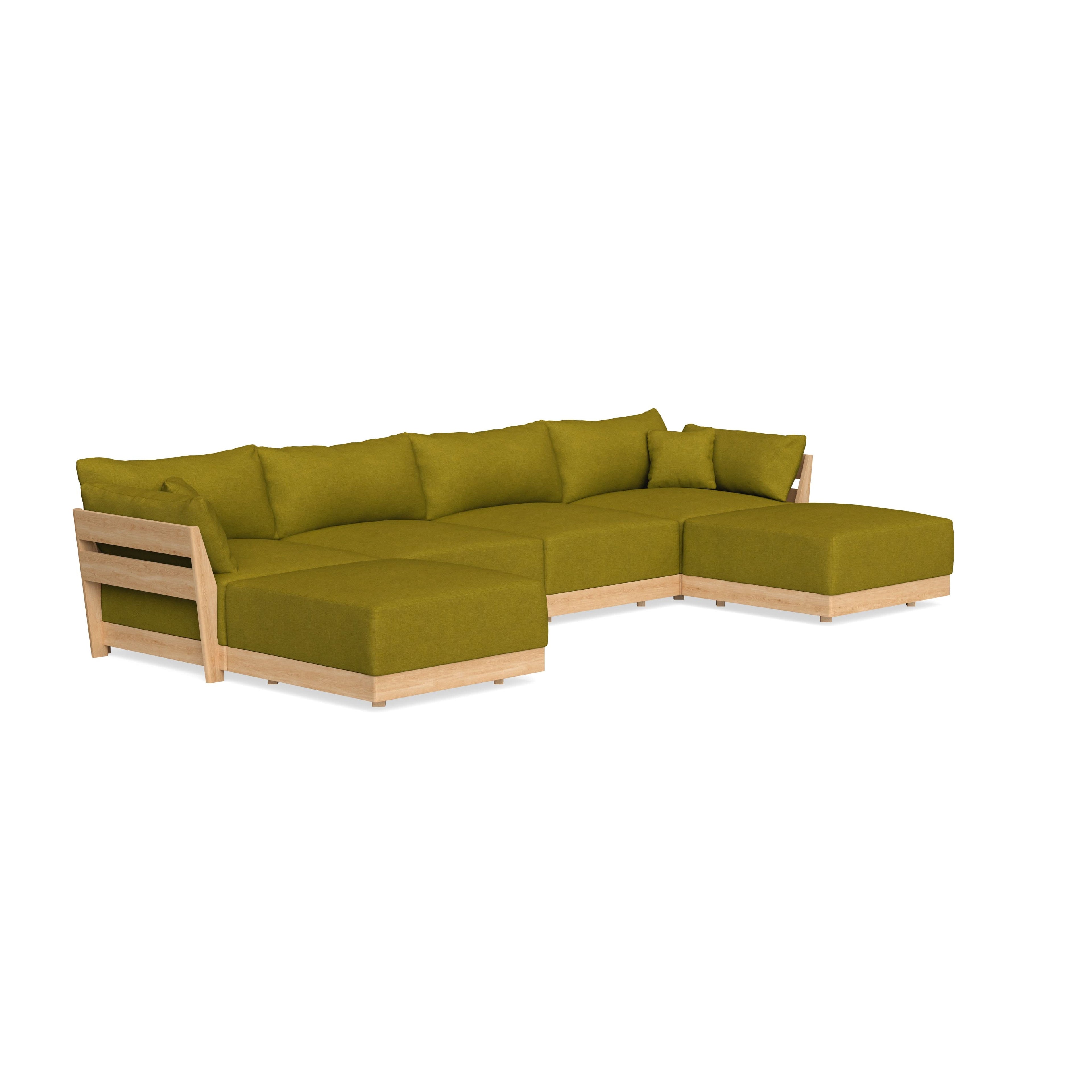 Modular Bondi Latte 4-Seater U-Sectional in Olive Green | Classic Blend