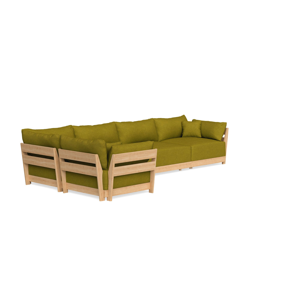 Modular Bondi Latte 5-Seater L-Sectional in Olive Green | Classic Blend