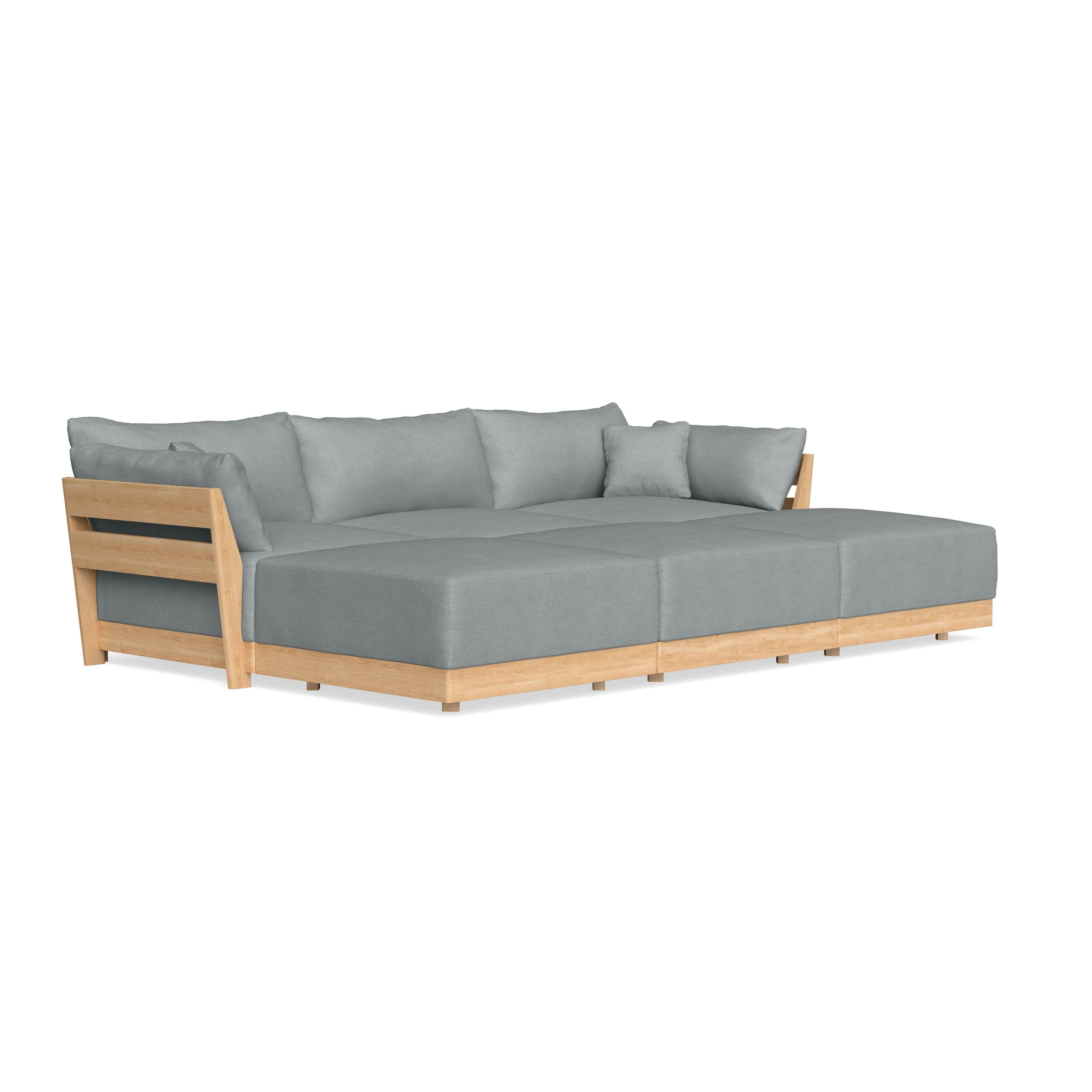 Modular Bondi Latte 3-Seater Daybed Sofa Sectional in Light Steel | Classic Blend