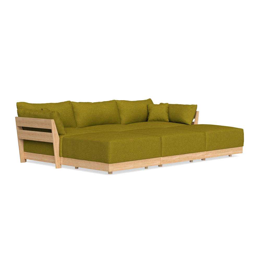 Modular Bondi Latte 3-Seater Daybed Sofa Sectional in Olive Green | Classic Blend