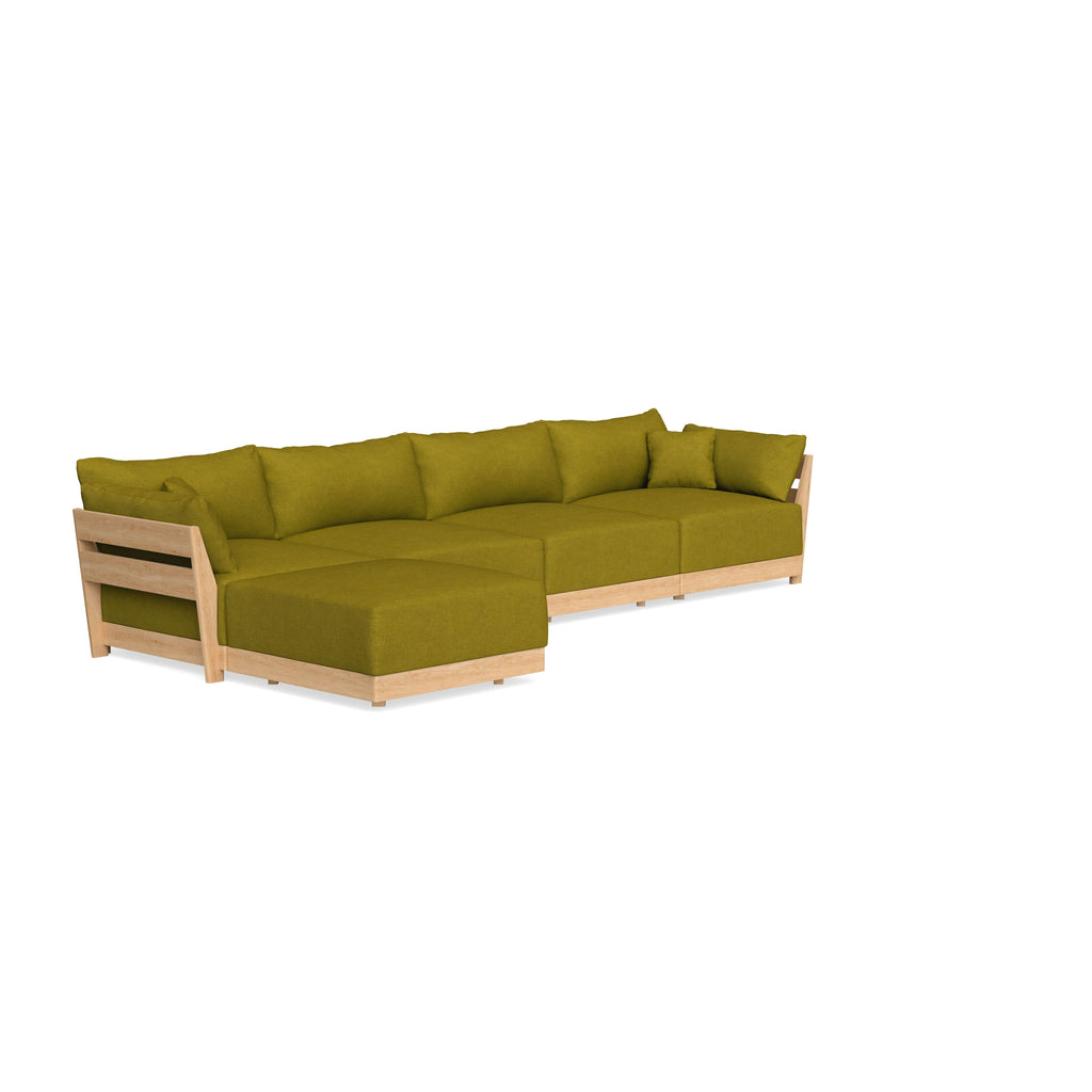 Modular Bondi Latte 4-Seater Sectional in Olive Green | Classic Blend