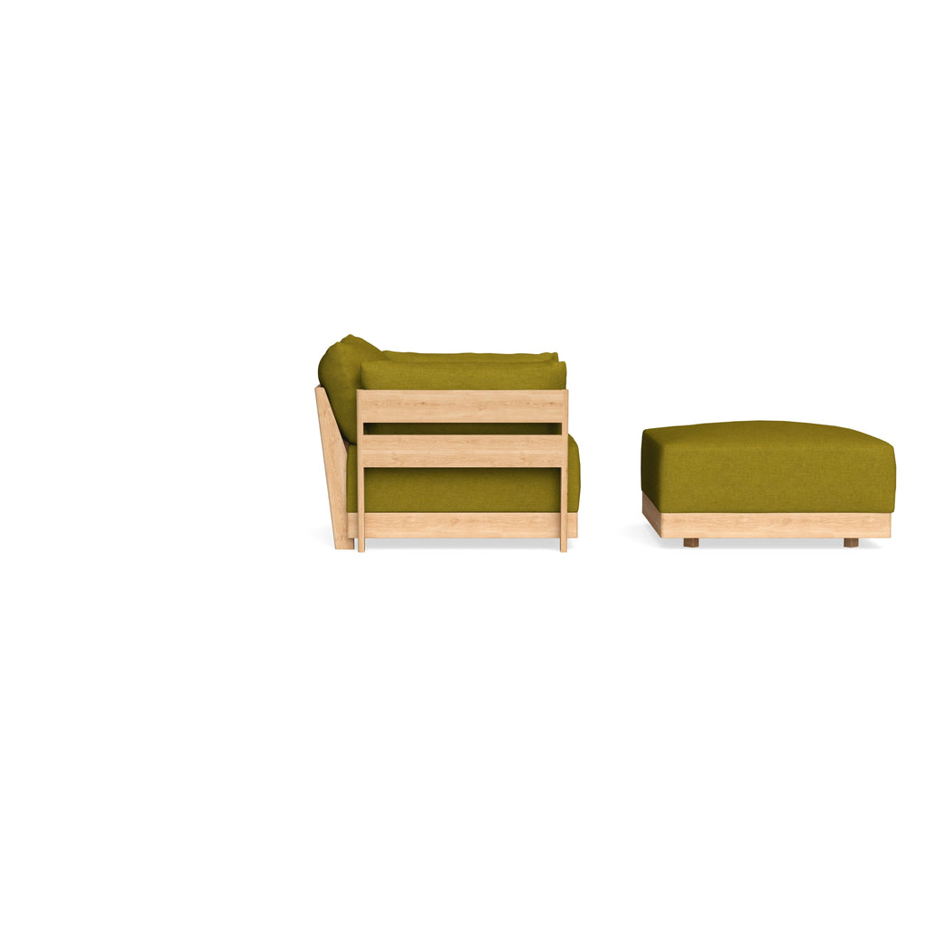 Modular Bondi Latte Armchair + Ottoman in Olive Green | Classic Blend