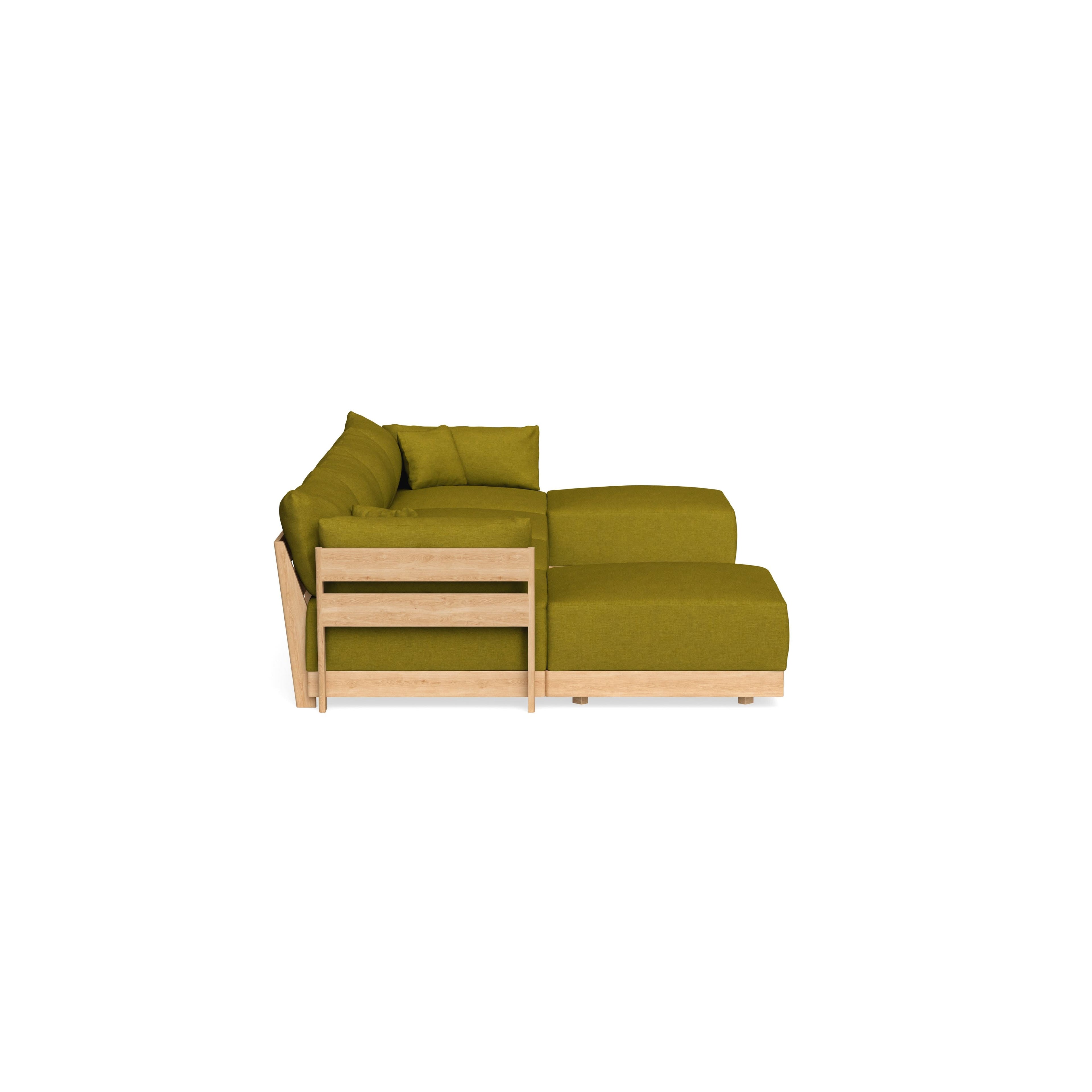 Modular Bondi Latte 4-Seater U-Sectional in Olive Green | Classic Blend