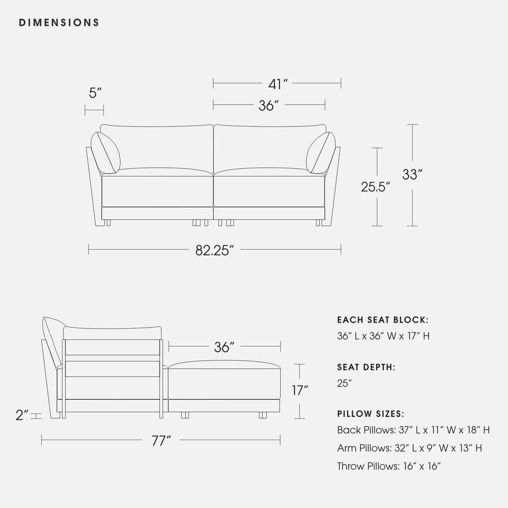 Modular Bondi Latte 2-Seater Sectional in Olive Green | Classic Blend