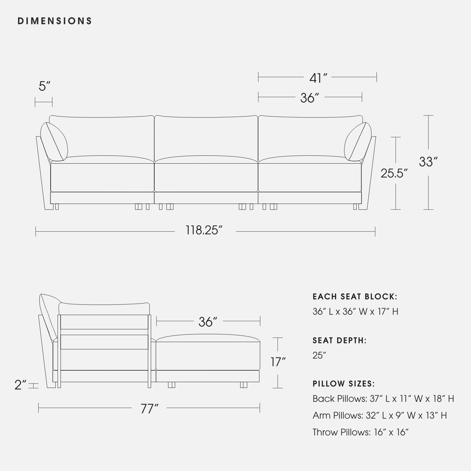 Modular Bondi Latte 3-Seater Sectional in Olive Green | Classic Blend