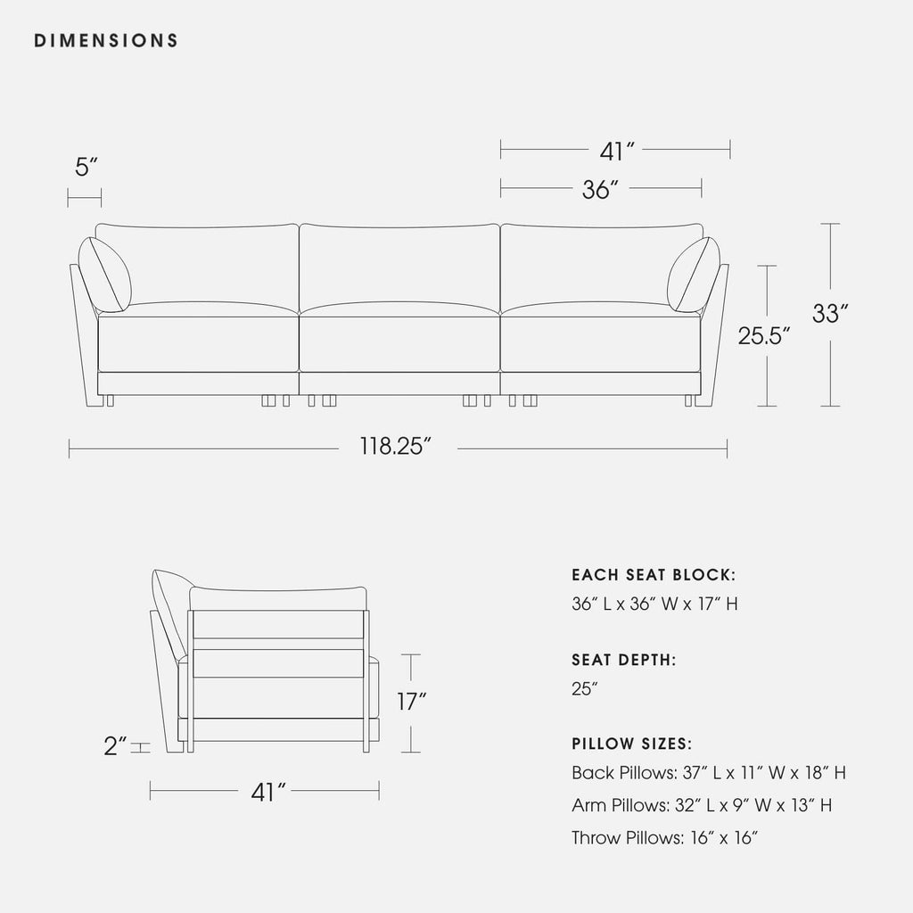 Modular Bondi Latte 3-Seater Sofa in Olive Green | Classic Blend
