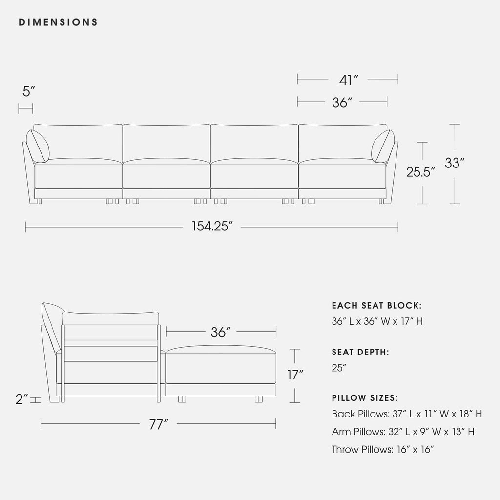 Modular Bondi Latte 4-Seater Sectional in Olive Green | Classic Blend