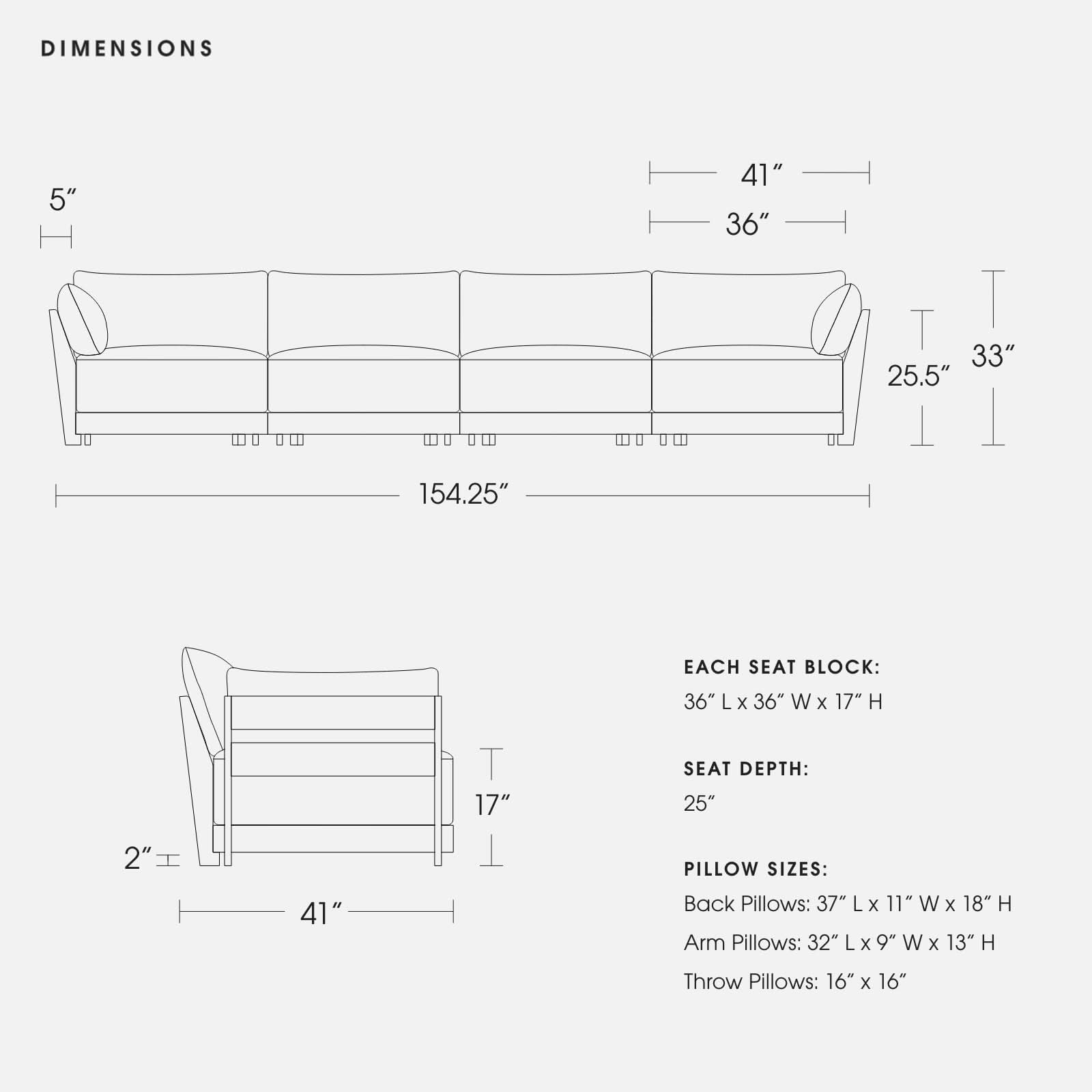 Modular Bondi Latte 4-Seater Sofa in Light Steel | Classic Blend